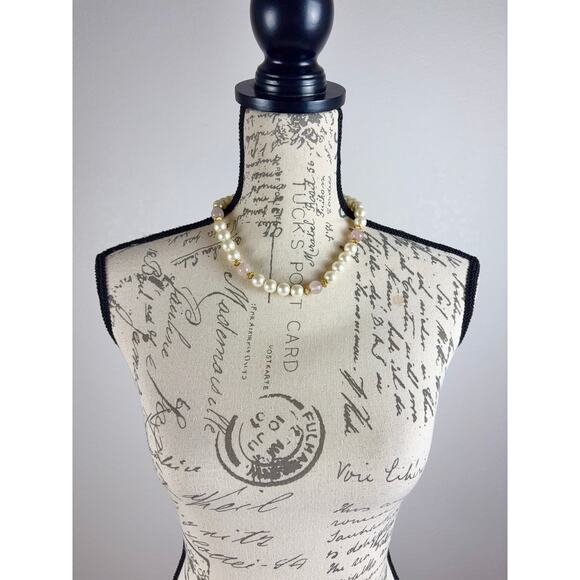 B9 Napier Chunky Faux Pearl Necklace Vintage Statement Runway Bridal Collar Glam - Picture 2 of 10